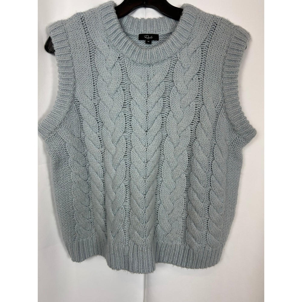 Academia Rails Alexis Sky Blue Cable Knit Sweater Vest Wool Alpaca Chunky Medium